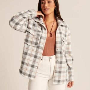 NWOT Abercrombie& Fitch Plaid Sherpa Shirt Jacket